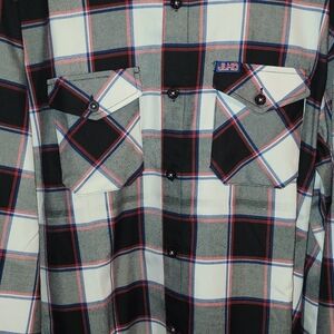 DIXXON JLHD BOAT TAIL Black, White, and Red Plaid Shirt